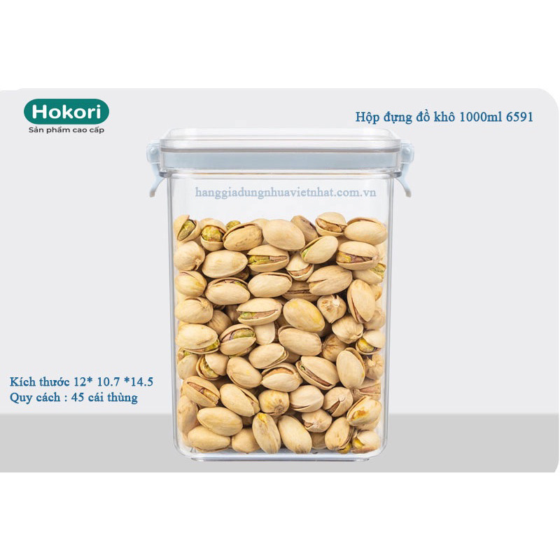 Hộp nhựa VN-6591 1000ml đựng thực phẩm, đựng hạt khô có nắp bảo quản tiện lợi [BH: none] 1l1a12