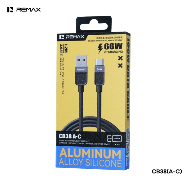Cáp sạc nhanh 66W REMAX CB38 [A-C] Cáp Type C 66W dài 1m2 chính hãng