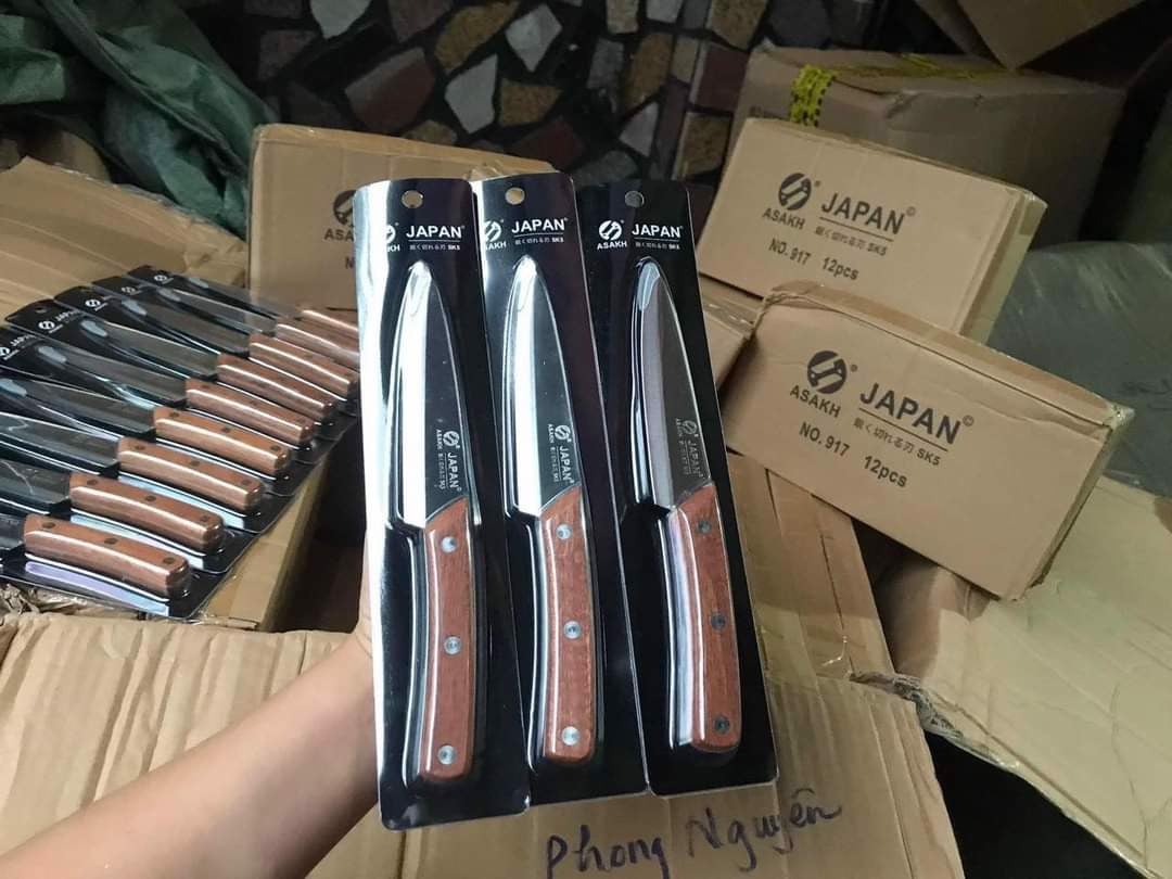 Dao làm bếp / gọt trái cây hoa quả cán gỗ Asakh Nhật 917 Japan