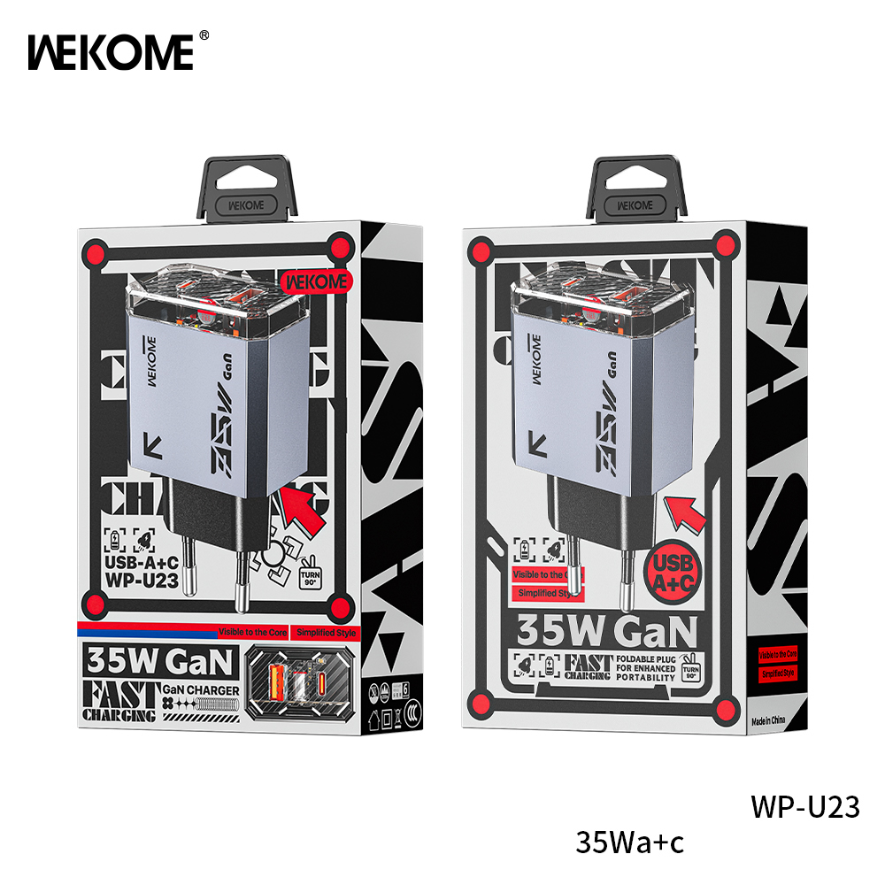 Cóc sạc nhanh 35W Wekome WP-U23 CN 2 cổng (1 cổng USB QC3.0 + 1 cổng Type C PD35W) chính hãng [BH: 1 NĂM]