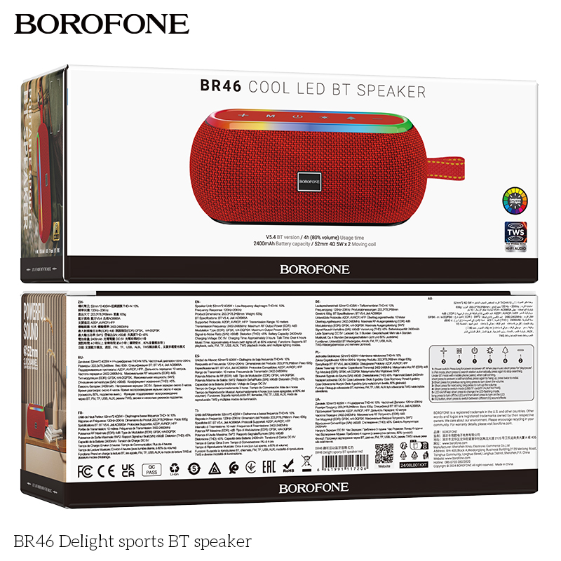 Loa bluetooth BOROFONE BR46 phiên bản thể thao kèm đèn led siêu đẹp chính hãng [BH 1 Năm]