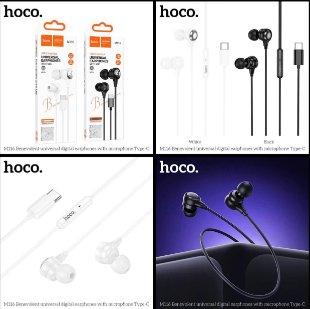 Tai nghe có dây chân Type C HOCO M116 có mic siêu tiện lợi
