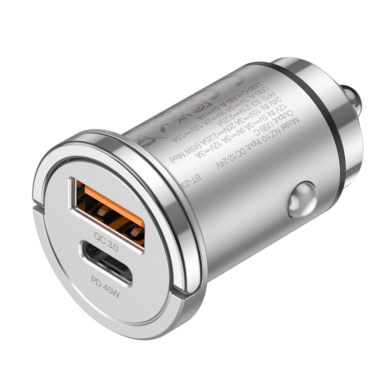 Cóc sạc nhanh xe hơi 45w HOCO NZ10 (1 cổng usb, 1cổng type-c) chính hãng [BH 1 năm]