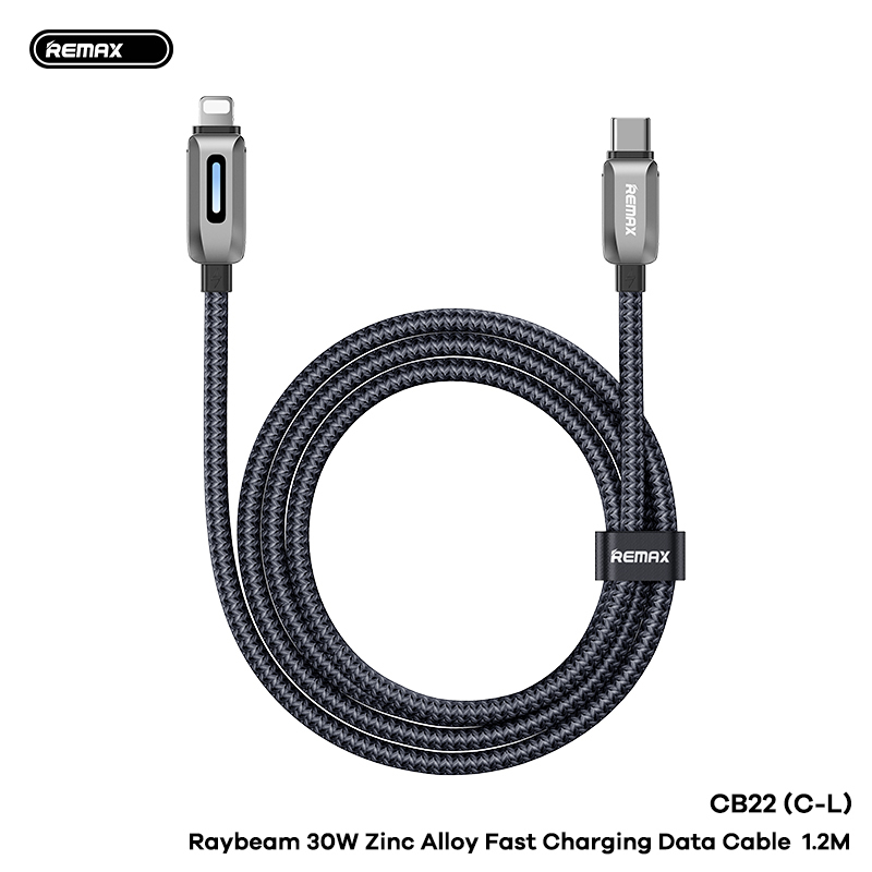Cáp sạc nhanh 33w REMAX CB22 C-L cáp TypeC ra Iphone chất liệu hợp kim dài 1m2 có đèn led siêu đẹp