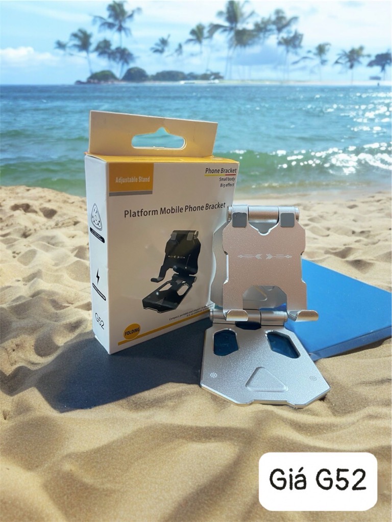 GIÁ ĐỠ ĐIỆN THOẠI, IPAD KIM LOẠI G52 MINI, Logo Tam giác nổi siêu chắc, gấp gọn tiện lợi [BH: NONE]