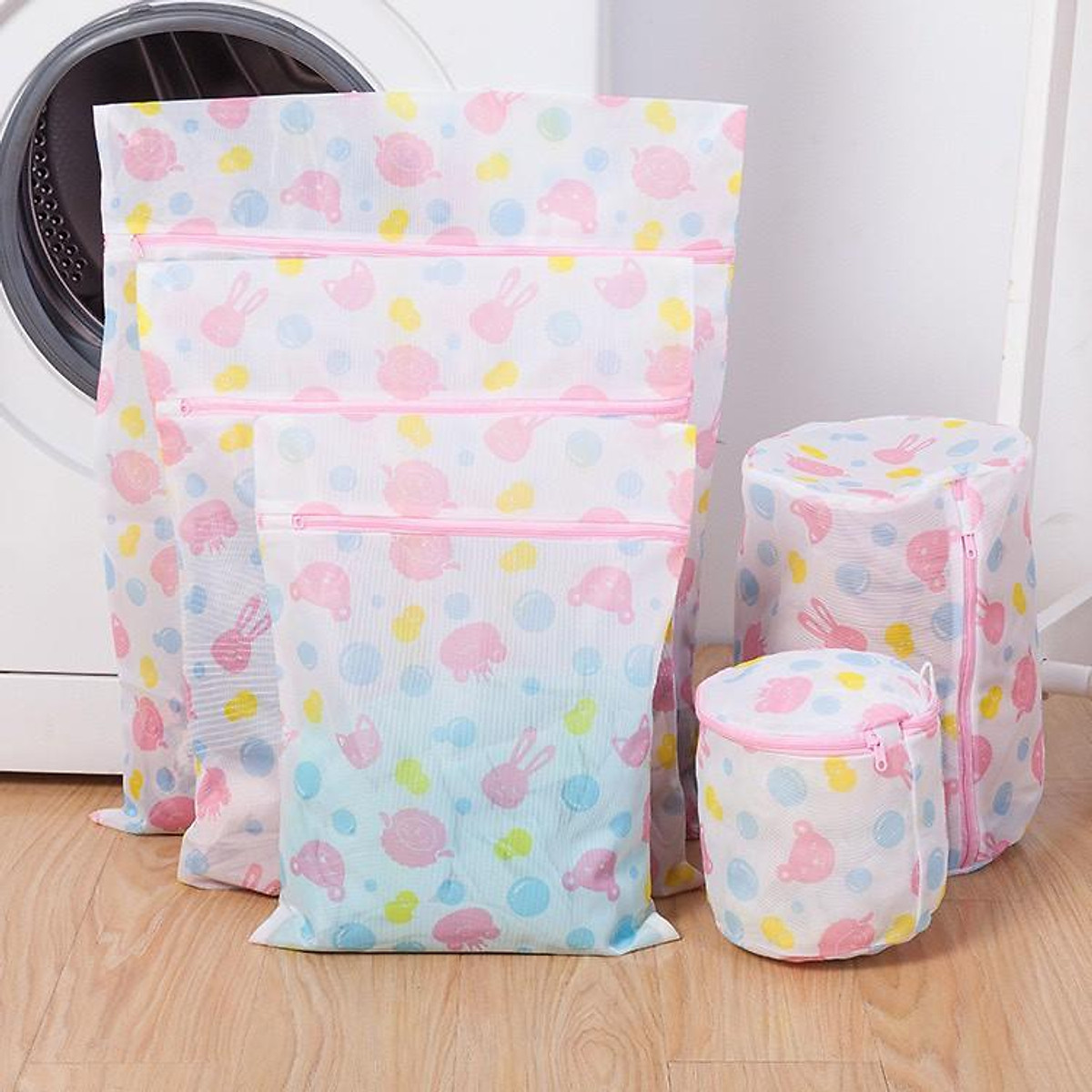 Set 5 túi lưới giặt đồ họa tiết bảo vệ quần áo cao cấp nhiều cỡ [BH: NONE]