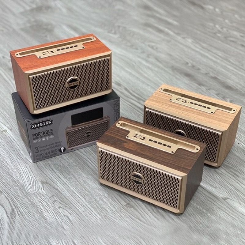 Loa Bluetooth XM-505/ XM-5H / XM516 kiêm giá đỡ điện thoại Wooden XM5 [BH: 3 tháng]