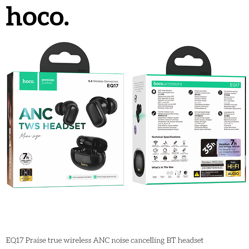 Tai nghe bluetooth khử tiếng ồn HOCO EQ17 True Wireless ANC V5.4 chính hãng [BH 1 năm]