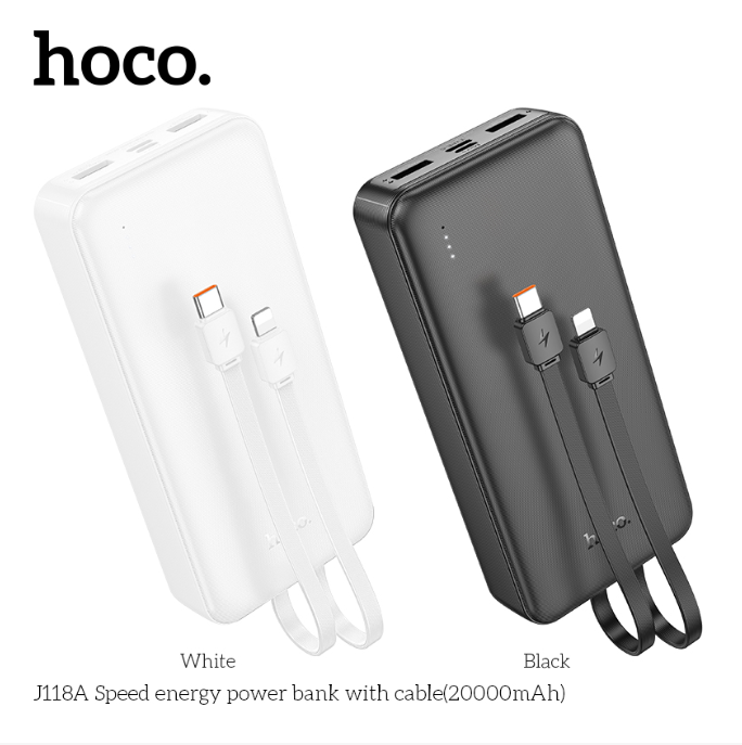 Pin sạc dự phòng Hoco J118A 20.000mAh kèm cáp liền pin chính hãng [BH 1 NĂM]