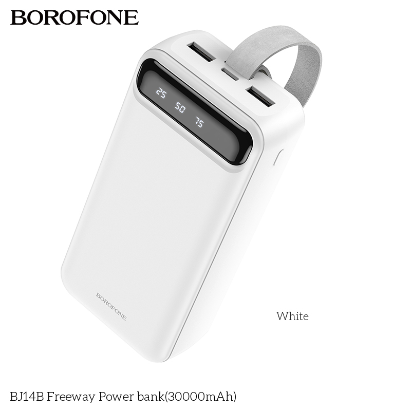 Pin sạc dự phòng Borofone BJ14B 30.000mAh có màn hình LED hiển thị % pin, kiêm đèn pin siêu sáng chính hãng [BH: 1 NĂM]