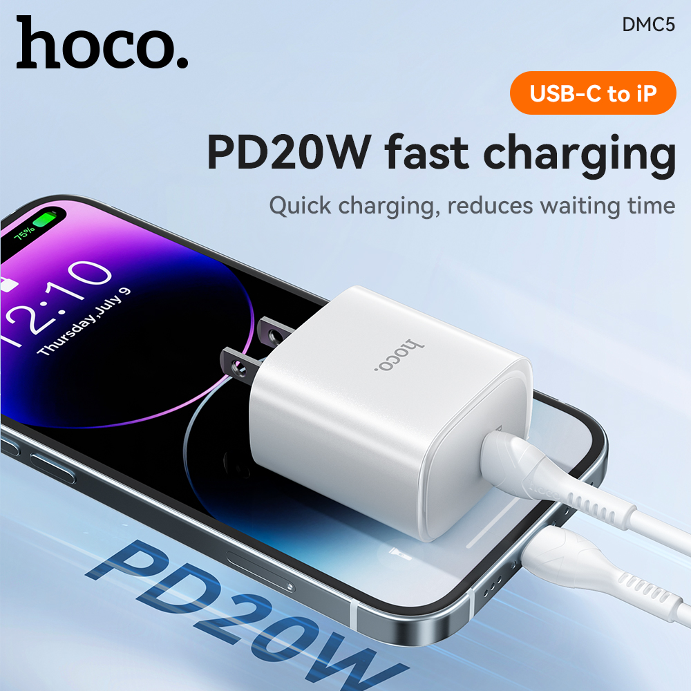 Bộ sạc nhanh 20W HOCO DMC5 cáp Type C ra iPhone Lighting chính hãng [BH 1 năm]