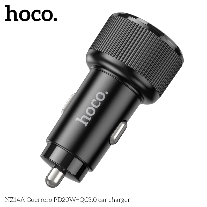 Cóc sạc nhanh 38W cho xe hơi Hoco NZ14A (1 cổng Type C PD + 1 cổng USB) đèn LED chính hãng [BH 1 năm]