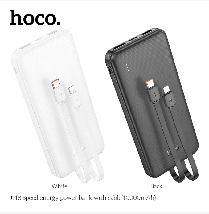 Pin sạc dự phòng Hoco J118 10.000mAh chính hãng kèm cáp liền pin [ BH 1 NĂM]