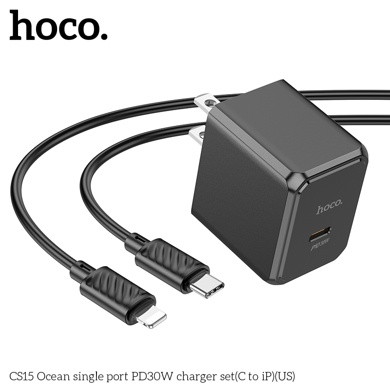 Bộ sạc nhanh 30w HOCO CS15 (c-l) PD cáp Type C ra iPhone Lightning, cóc 1 cổng type-c Chính Hãng [BH 1 NĂM]