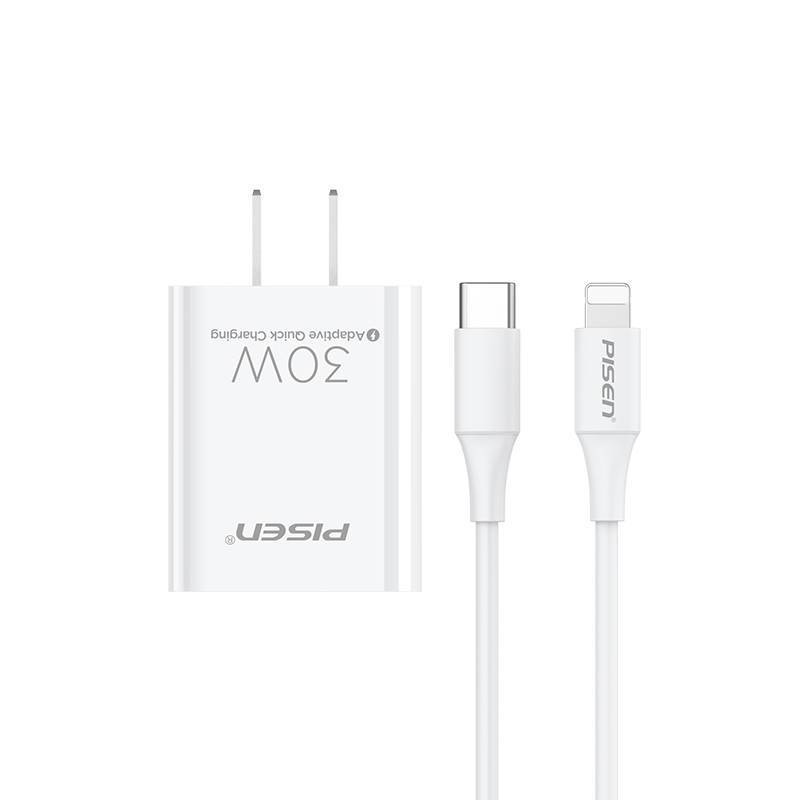 Bộ sạc nhanh 30w PISEN TS-C160 / C179 (c-l) kèm cáp pd type c ra iphone lightning 20w chính hãng [BH 6 tháng]
