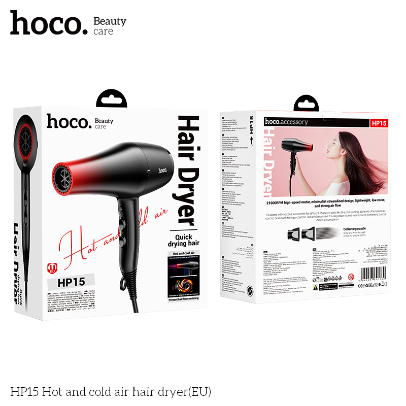 Máy sấy tóc không khí nóng và lạnh HOCO HP15 (EU) chính hãng [ BH 1 NĂM]