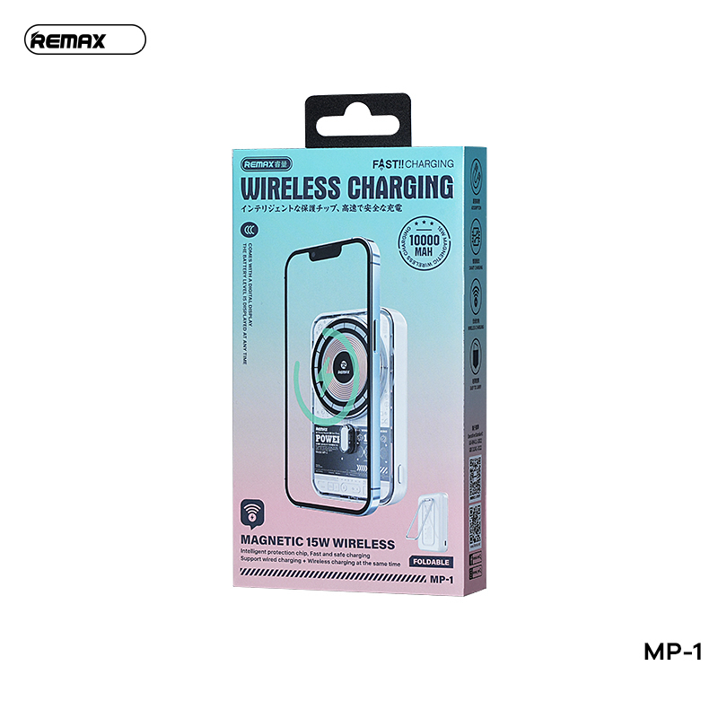 Pin sạc KHÔNG DÂY 15W Remax MP-1 10.000mAh kiêm giá đỡ bằng kim loại có thể gập lại từ tính sạc dự phòng chính hãng [BH 1 năm]