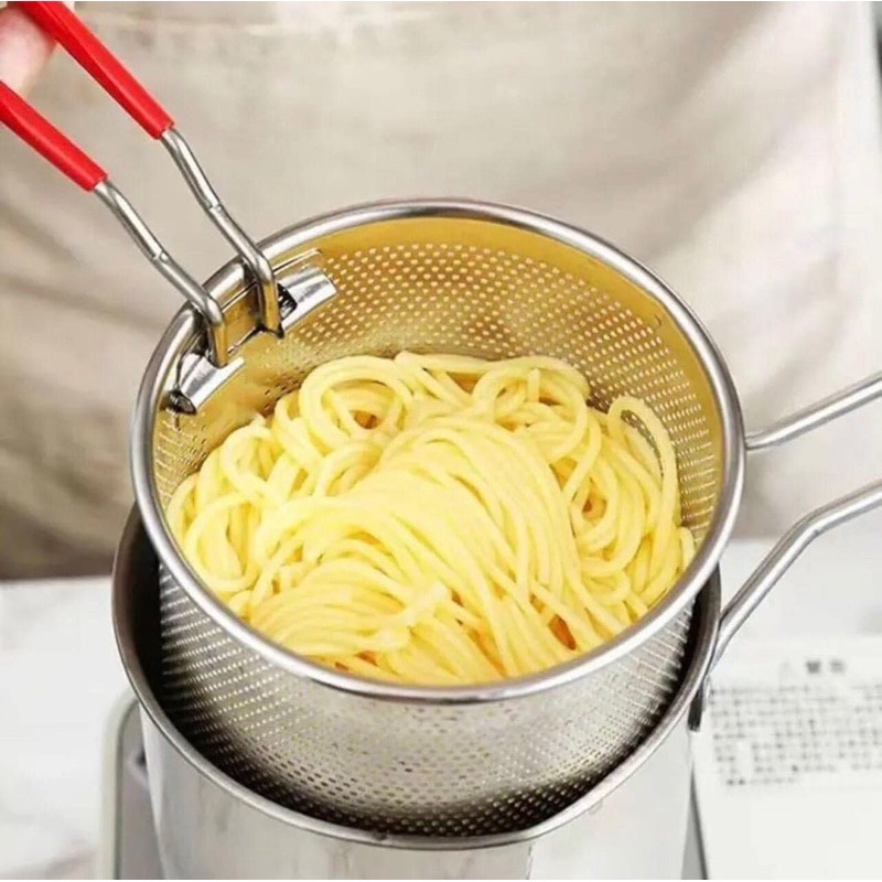 Nồi chiên lọc dầu, nồi luộc FRYER 1.2L - 1.3L kèm rổ lược inox có Quai cầm dài tiện lợi