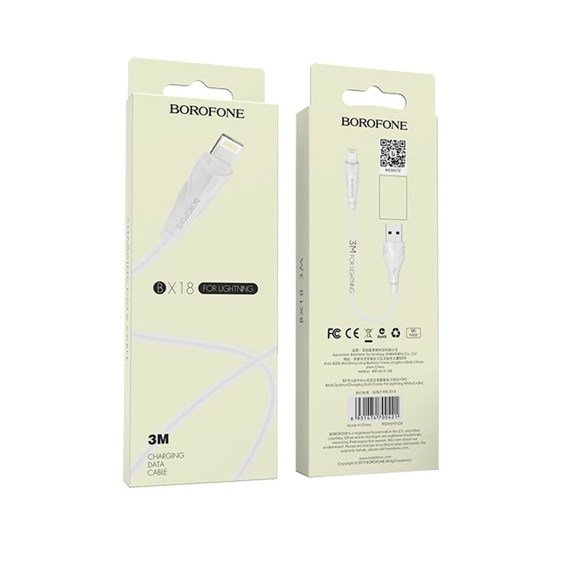 SALE Cáp sạc nhanh 3a BOROFONE BX18 iPhone lightning 3m (usbA ra iPhone Lightning, a-l) chính hãng (BH: 1 THÁNG)
