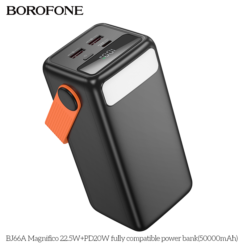 Pin sạc nhanh 22.5w+PD20W BOROFONE BJ66A 50.000mAh dự phòng kiêm đèn pin phát sáng chính hãng [BH 1 Năm]