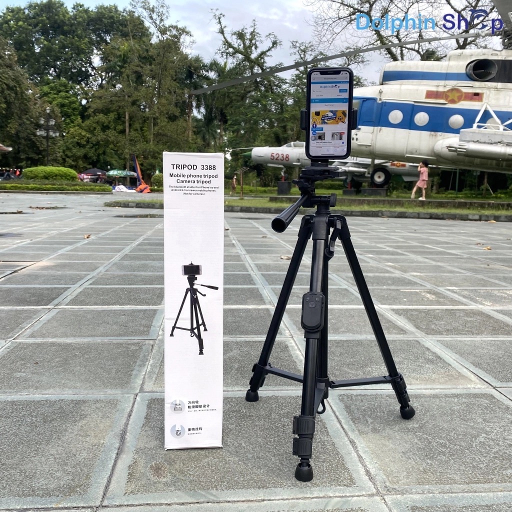 Giá đỡ kẹp điện thoại Tripod 3388 (1.46m) loại 1 xịn 3 Chân máy chụp ảnh cao 1.5m [BH 1 tuần]