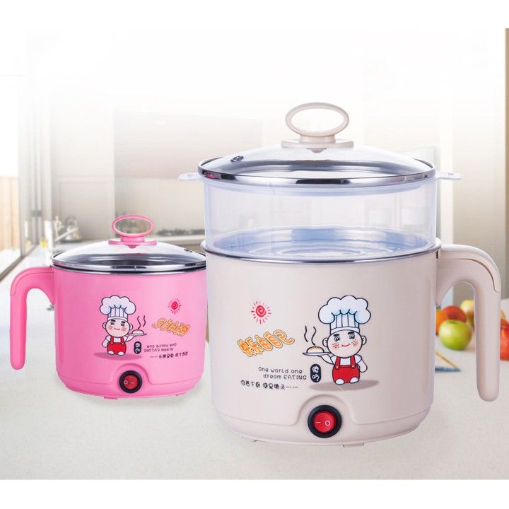 Ca nấu mì kiêm nồi lẩu siêu tốc mini có lồng hấp (nhựa) [BH: 1 Tuần ]