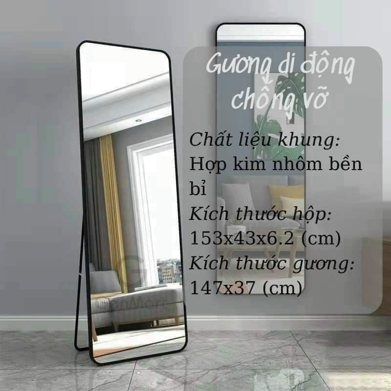 Gương di động trang điểm, gương soi toàn thân kiểu đứng hoặc treo tường 2in1 [BH: NONE]