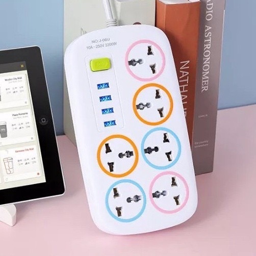 Ổ điện 6 cổng 3 chấu+ 4 cổng usb OC80 / J06U tương thích đa số chân cắm trên thị trường [BH: 1 TUẦN]