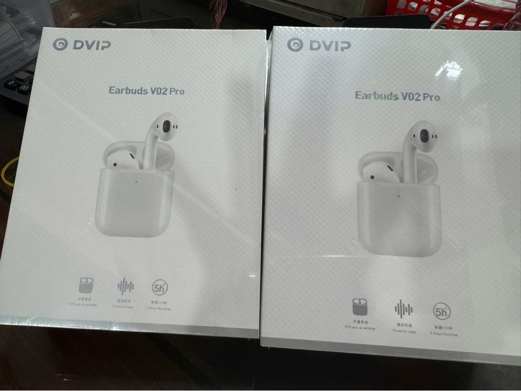 Tai nghe bluetooth Dvip DV-V02 PRO kiểu dáng Airpods2  (2 tai không nút cao su kèm doc sạc) chính hãng [BH: 6 THÁNG]