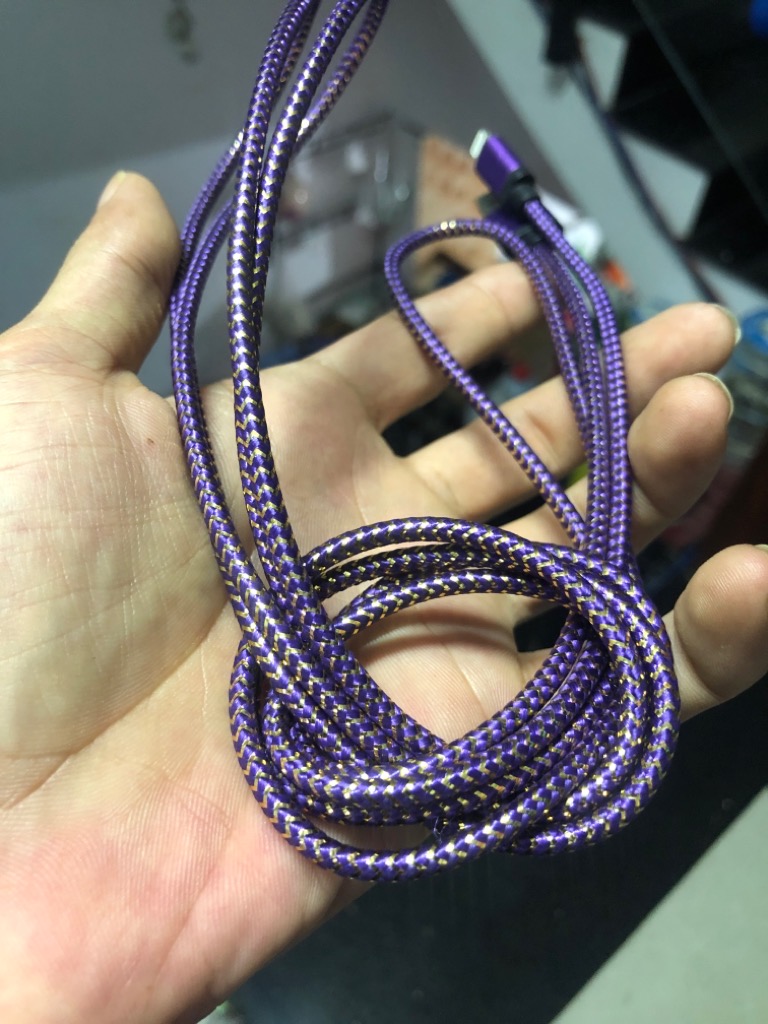 Cáp sạc ip 2m dây dù ánh kim tuyến vàng dài (usb ra iphone lightning 2 mét) [BH 3 tháng]