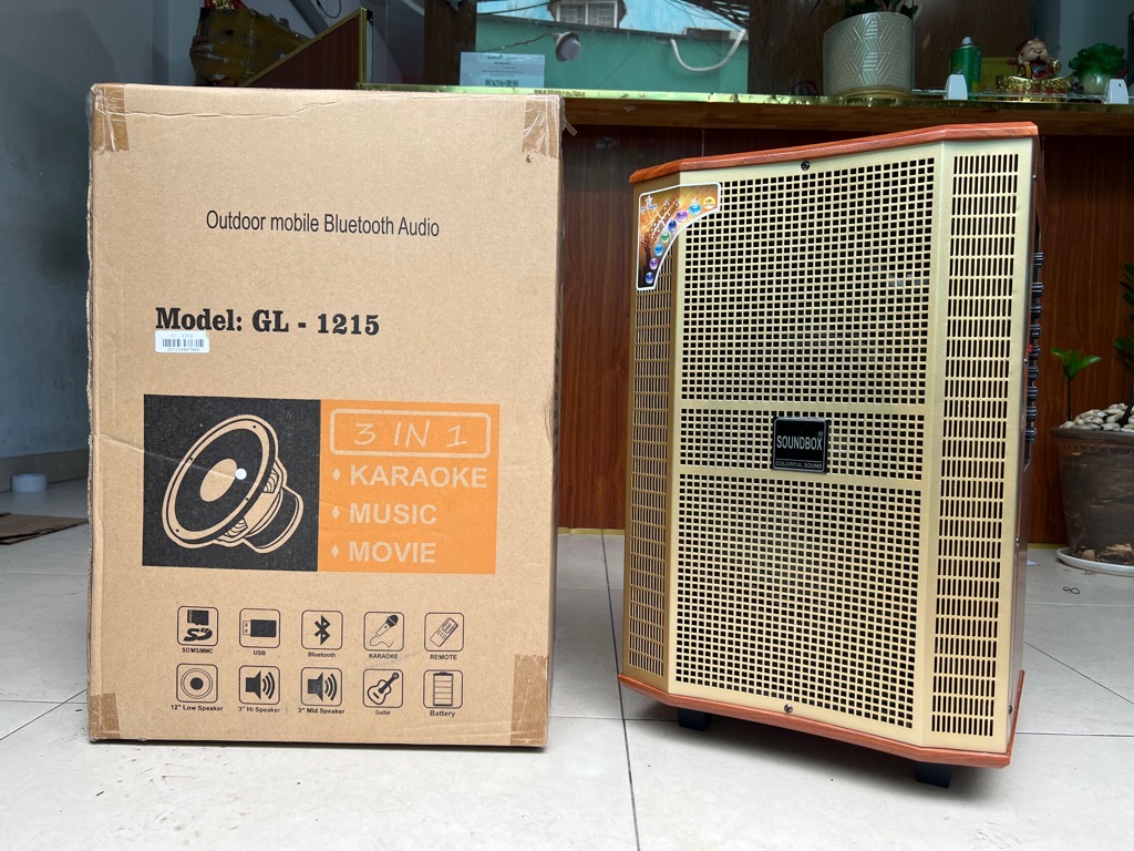 Loa kéo hát karaoke 3 tấc SOUNDBOX GL-1215 2 micro không dây chính hãng [BH: 1 năm]