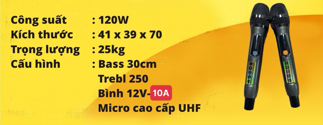 Loa kéo 3 tấc SoundBox 1216G kèm 2 micro không dây siêu hay hát karaoke [BH 6 tháng]