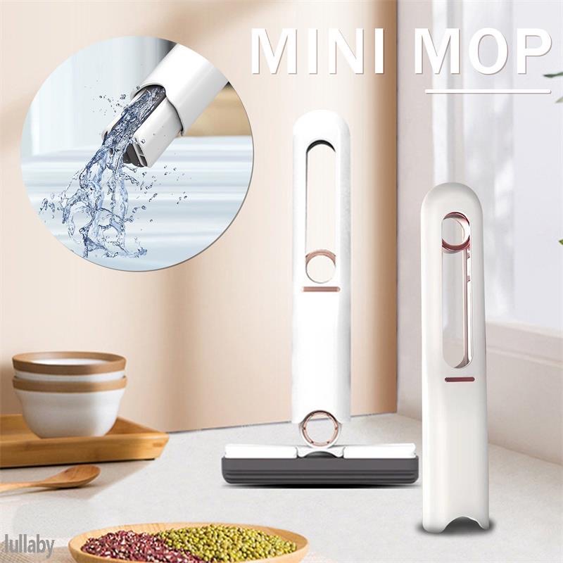 Cây lau dọn mini kiêm lau kính sử dụng nút đẩy tự vắt thông minh, gấp gọn tiện lợi tiết kiệm thời gian lau dọn