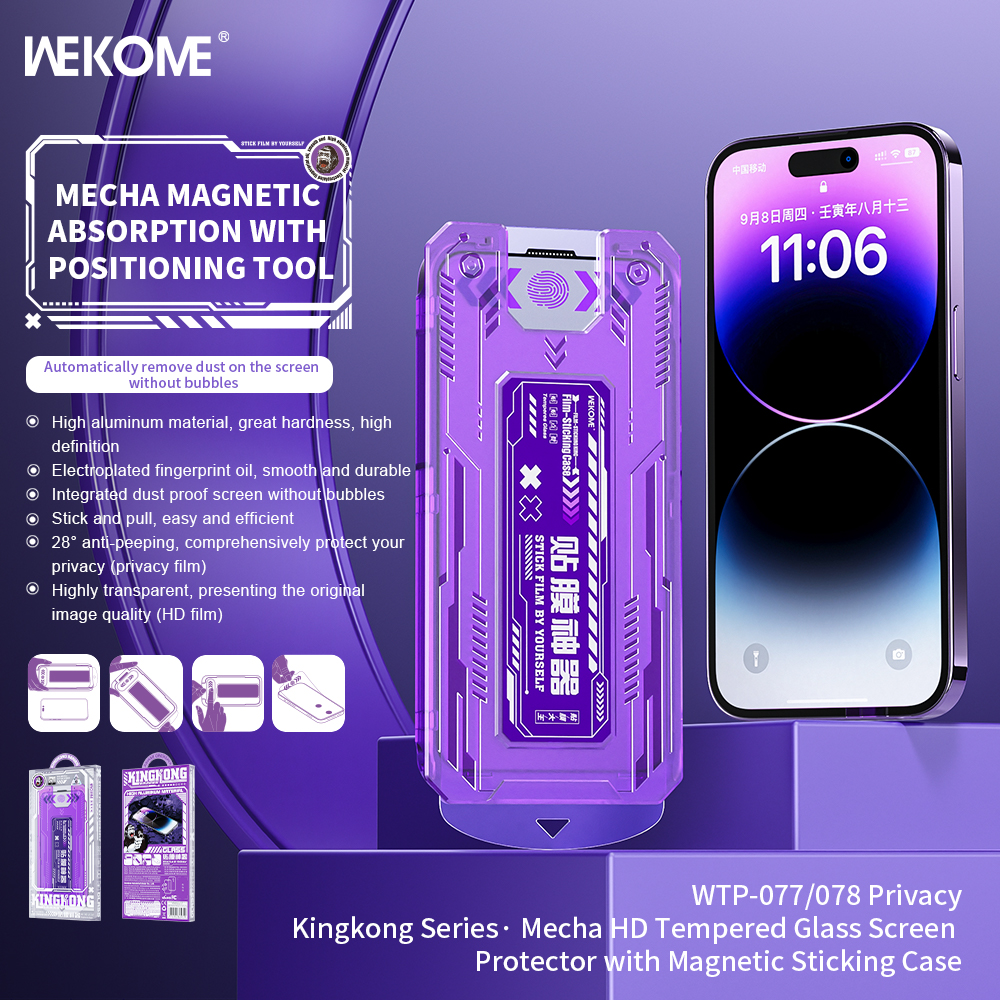 Cường lực HD tự dán Wekome WTP-077 iPhone 13/13 Pro/ 14/ 14 PLUS/ 13 PROMAX/ 14 PRO/ 14 PROMAX/ 15/ 15 PLUS/ 15 PRO/ 15 PROMAX / 16 pro max chính hãng [BH : TEST]