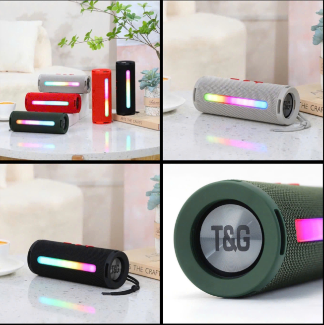 Loa bluetooth T&G TG-374 mẫu loa tròn dài có đèn led RGB cực đẹp [BH 6 tháng]