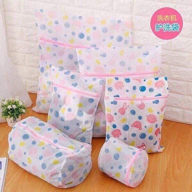 Set 5 túi lưới giặt đồ họa tiết bảo vệ quần áo cao cấp nhiều cỡ [BH: NONE]