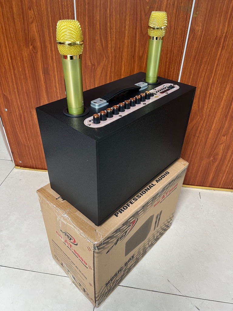 Loa bluetooth karaoke AT T9999 (bass 2 tấc) chính hãng kèm 2 micro không dây [BH 6 tháng]