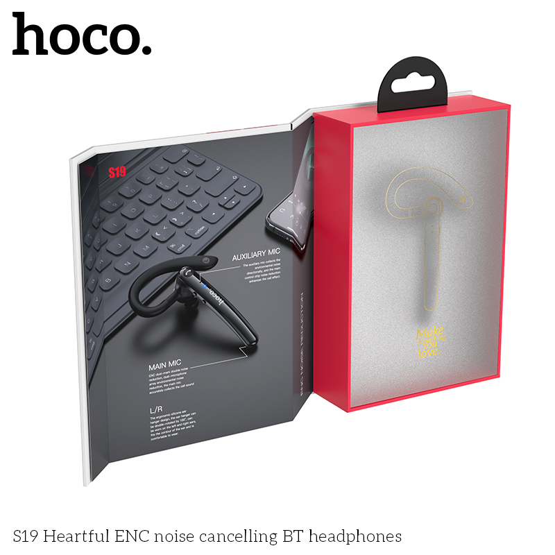 Tai nghe bluetooth HOCO S19  khử tiếng ồn kiểu dáng móc tai chính hãng [BH: 1 NĂM]
