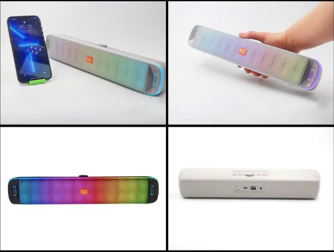 Loa bluetooth T&G TG-383 mẫu loa tròn dài để bàn có đèn led RGB cực đẹp [BH 6 tháng]