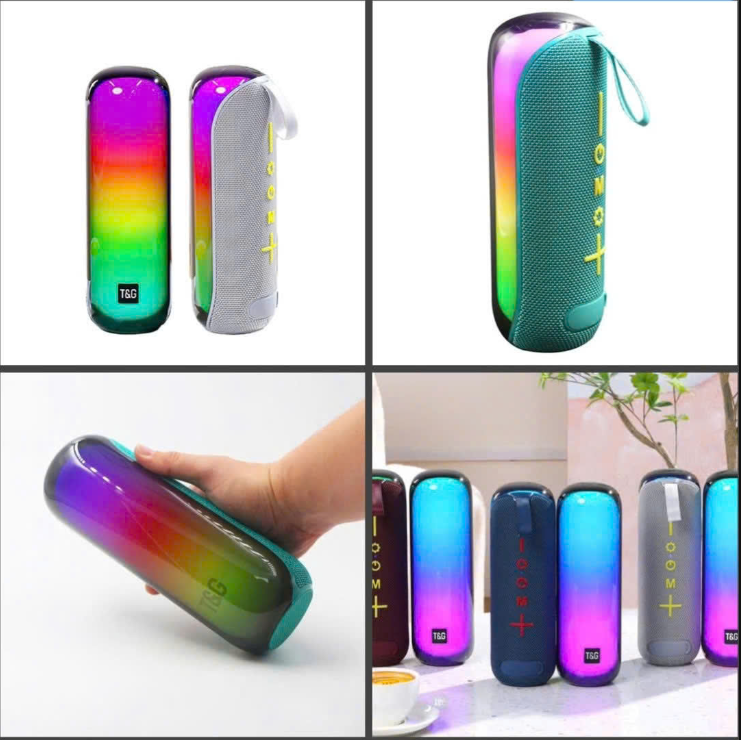 Loa bluetooth T&G TG-384 mini mẫu loa tròn dài có đèn led RGB cực đẹp [BH 6 tháng]