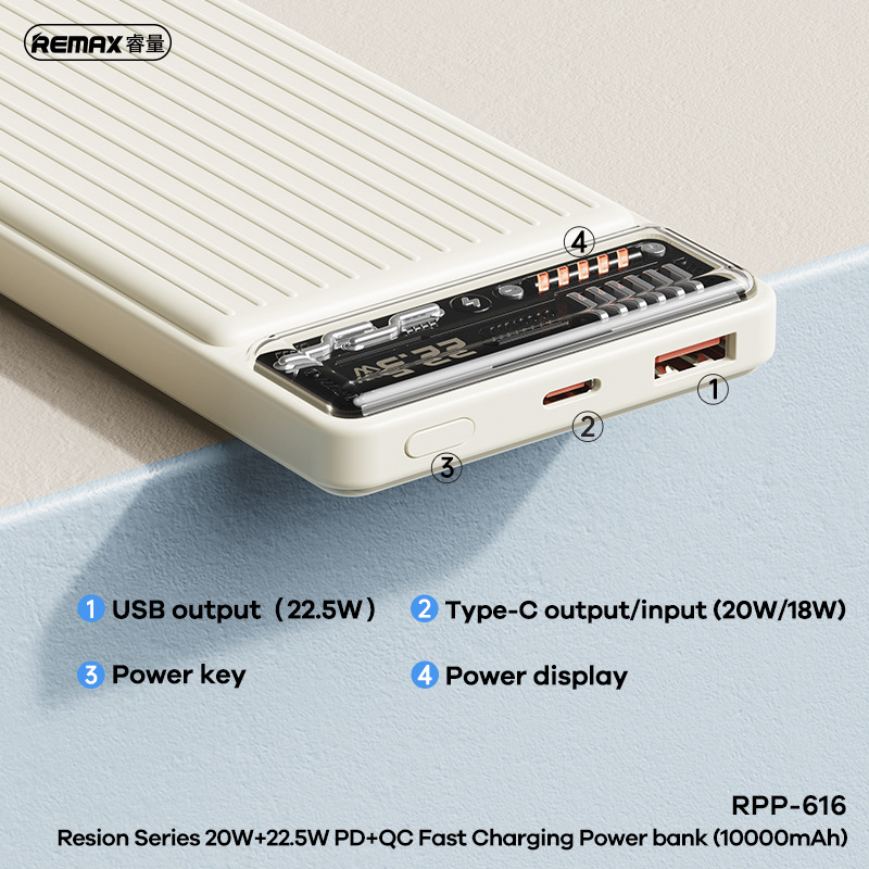 Pin sạc nhanh 22.5w REMAX RPP-616 10.000mAh dự phòng QC3.0+ PD chính hãng [BH 1 năm]