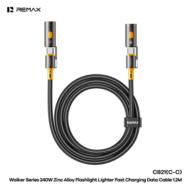 Cáp sạc nhanh 240W REMAX CB21 [C-C] cáp sạc dữ liệu nhanh 1,2M; Đèn pin Walker Series hợp kim kẽm, bật lửa
