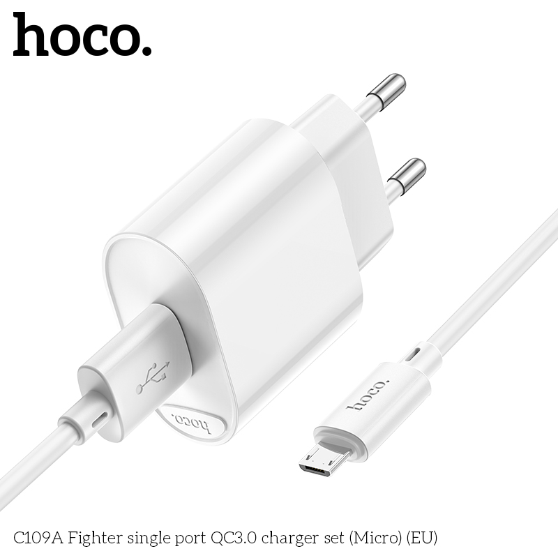 Bộ sạc nhanh 18w HOCO C109A (cáp usb ra micro samsung) QC3.0 chính hãng [BH 1 năm]