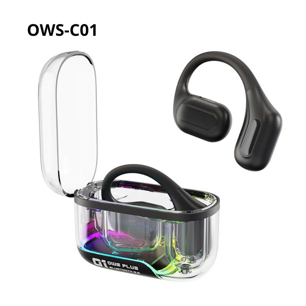 Tai nghe bluetooth V5.3 TWS PLUS OWN-01 Openbuds Trong Suốt siêu hiện đại kèm doc sạc type c [BH: 6 THÁNG]