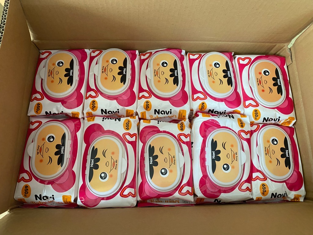 1 gói khăn giấy vệ sinh ướt NAVI 650gr không mùi hình BABY FACE NHẬT BẢN an toàn cho bé (thùng lớn 30 gói)