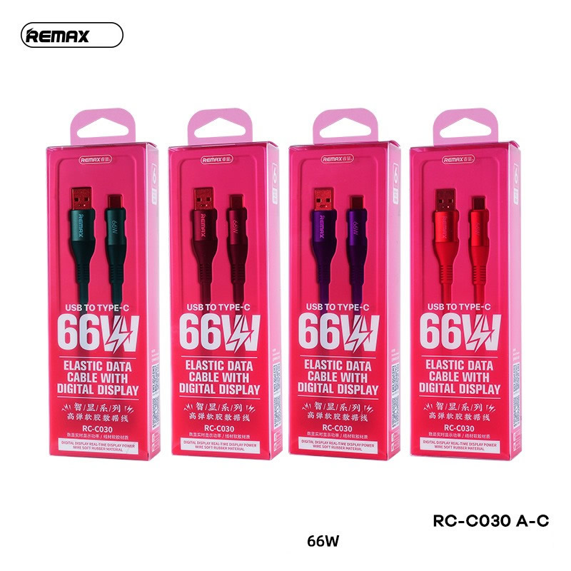 Cáp sạc nhanh 66w Remax RC-C030 usb ra Type C có led chính hãng [BH 1 Năm] / pktn sale