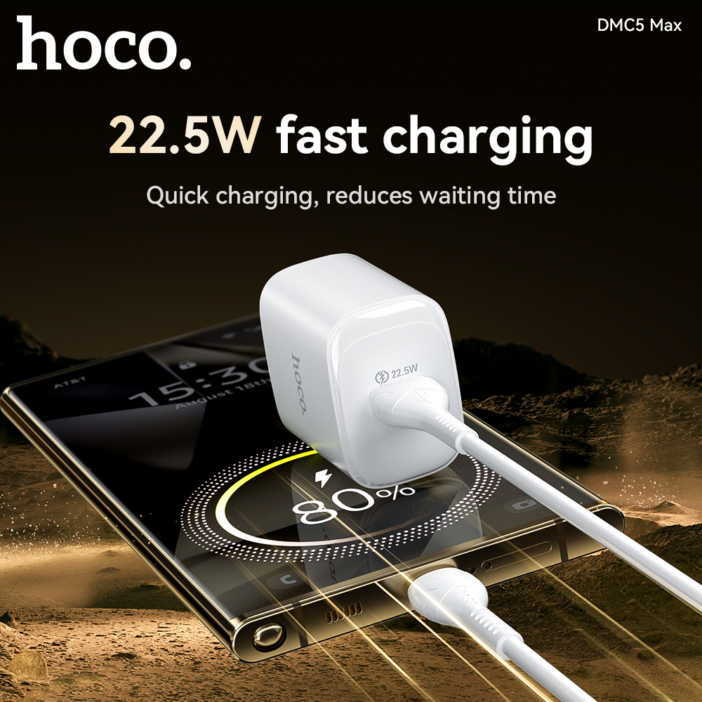 Bộ sạc nhanh 22.5w HOCO DMC5 Max cáp USB ra Type C chính hãng [BH 1 năm]