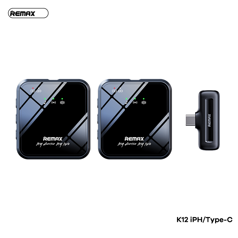 Micro thu âm không dây bộ 2 cái live stream Remax K12 Type C 200mAh DSP+ANC chính hãng [BH 1 năm]