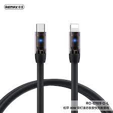 Cáp sạc nhanh 30w Remax rc-c109 c to ip 30W 1,2m type c ra iphone lightning tích hợp đèn chính hãng [BH 1 năm] / pktn sale