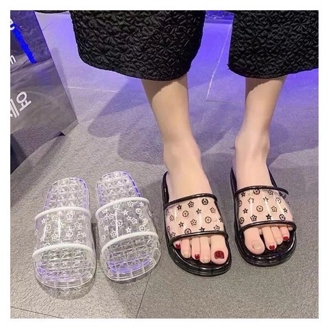 Dép nhựa trong suốt hot trend chống trượt ô vuông [BH: None] 1l1c8